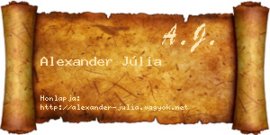 Alexander Júlia névjegykártya